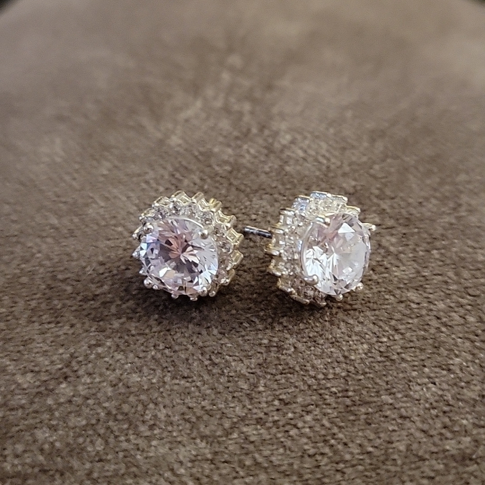 3/$30 Formal Bridal Halo Crystal Nebula Post Earrings - Picture 3 of 4